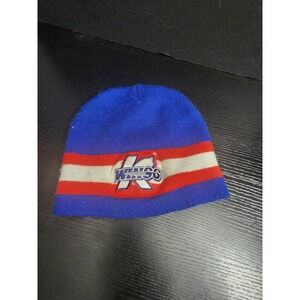 Vintage Kalamazoo K Wings Hockey Beanie Knit Hat Blue Red White‎ Striped Acrylic